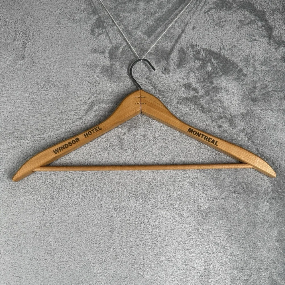 Vintage Wood Hanger Windsor Hotel Montreal Canada Advertising Clothes‎ Storage